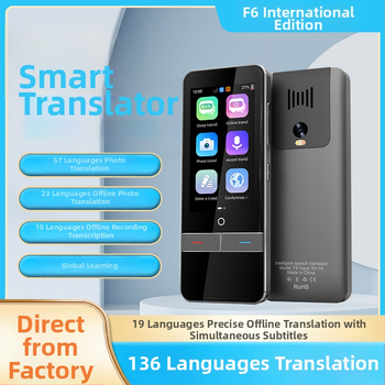 Pametan prevoditelj F6 – offline prijevod na 136 jezika, Android OS, Bluetooth, domet 30 m, metalno tijelo i ABS