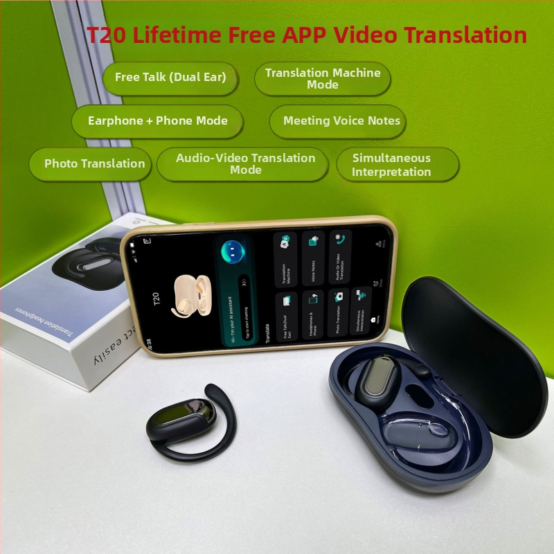 Prekladačné slúchadlá pre cezhraničný obchod — 165 jazykov, Bluetooth 5.4, dizajn na uchu s háčikom, kompatibilné s Windows/iOS/Android, 50 mAh batéria