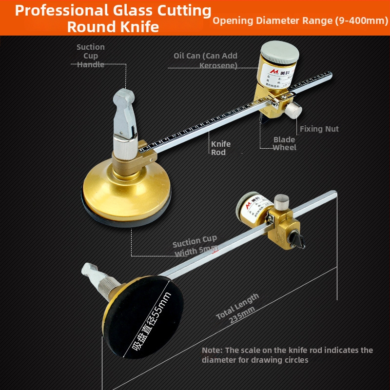 Kružni rezač stakla s kompasom, visoka preciznost, višenamjenski valjak za kućnu upotrebu