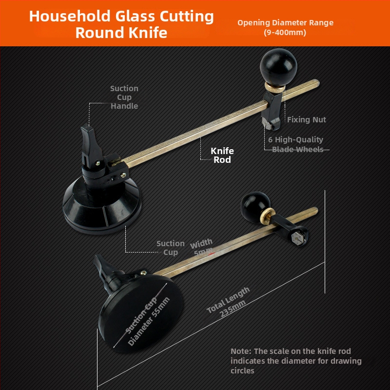 Kružni rezač stakla s kompasom, visoka preciznost, višenamjenski valjak za kućnu upotrebu