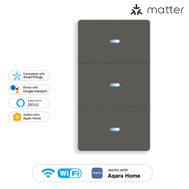 Έξυπνος WiFi διακόπτης 118, Tuya Smart, Συμβατός με Matter, Απομακρυσμένος έλεγχος μέσω εφαρμογής, 110-240V AC, Ζωή ≥10.000 κύκλοι