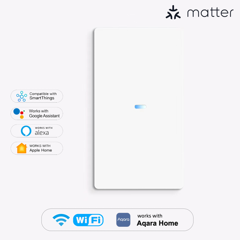 Έξυπνος WiFi διακόπτης 118, Tuya Smart, Συμβατός με Matter, Απομακρυσμένος έλεγχος μέσω εφαρμογής, 110-240V AC, Ζωή ≥10.000 κύκλοι