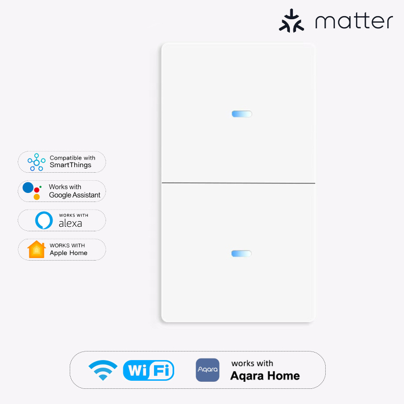 Έξυπνος WiFi διακόπτης 118, Tuya Smart, Συμβατός με Matter, Απομακρυσμένος έλεγχος μέσω εφαρμογής, 110-240V AC, Ζωή ≥10.000 κύκλοι