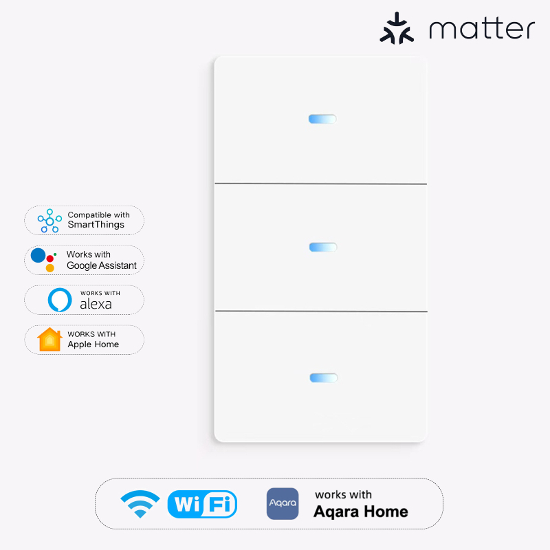 Έξυπνος WiFi διακόπτης 118, Tuya Smart, Συμβατός με Matter, Απομακρυσμένος έλεγχος μέσω εφαρμογής, 110-240V AC, Ζωή ≥10.000 κύκλοι