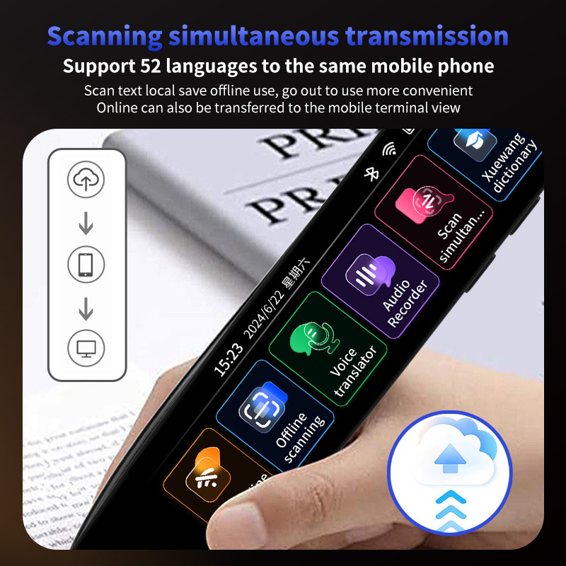 Stilou de scanare cu traducere — model A33D, corp ABS, baterie Li-ion reîncărcabilă, greutate 145 g, dispozitiv de citire