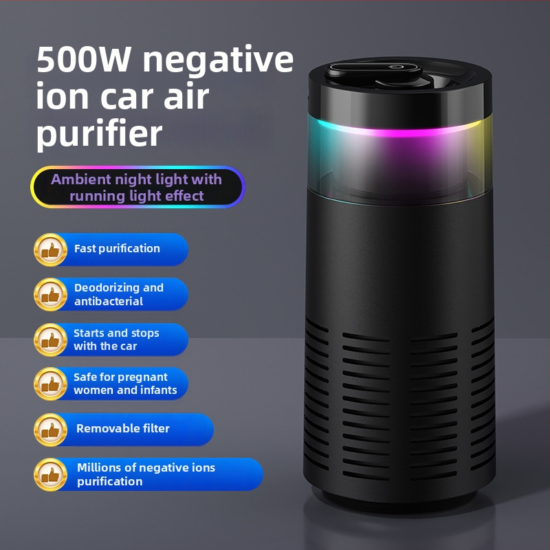 Purificator de aer pentru mașină cu filtru HEPA compozit și ioni negativi — Model K-3, alimentare USB, 2W, concentrația ionilor negativ 500, potrivit pentru până la 10 m²