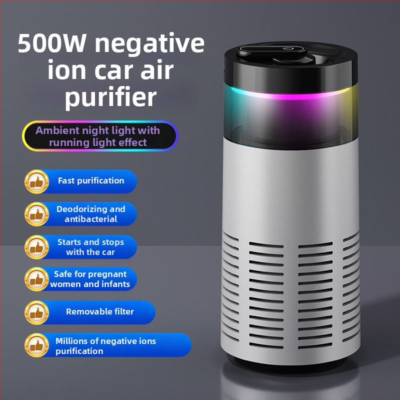 Purificator de aer pentru mașină cu filtru HEPA compozit și ioni negativi — Model K-3, alimentare USB, 2W, concentrația ionilor negativ 500, potrivit pentru până la 10 m²