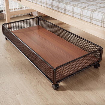 Corp de depozitare sub pat cu glisare și role, plasă metalică, pentru cămin, depozitare cărți și obiecte, capacitate până la 5 L