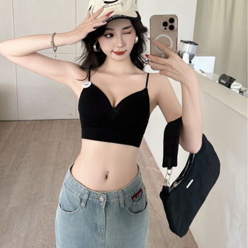 Top tubular din bumbac pentru bust, respirabil, design frumos la spate, cupe triunghiulare