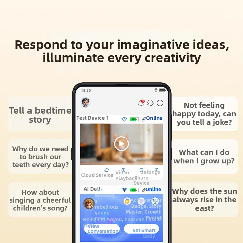 Dispozitiv AI de dialog cu Wi‑Fi pentru învățare, companion educațional cu povești și mașină de bule