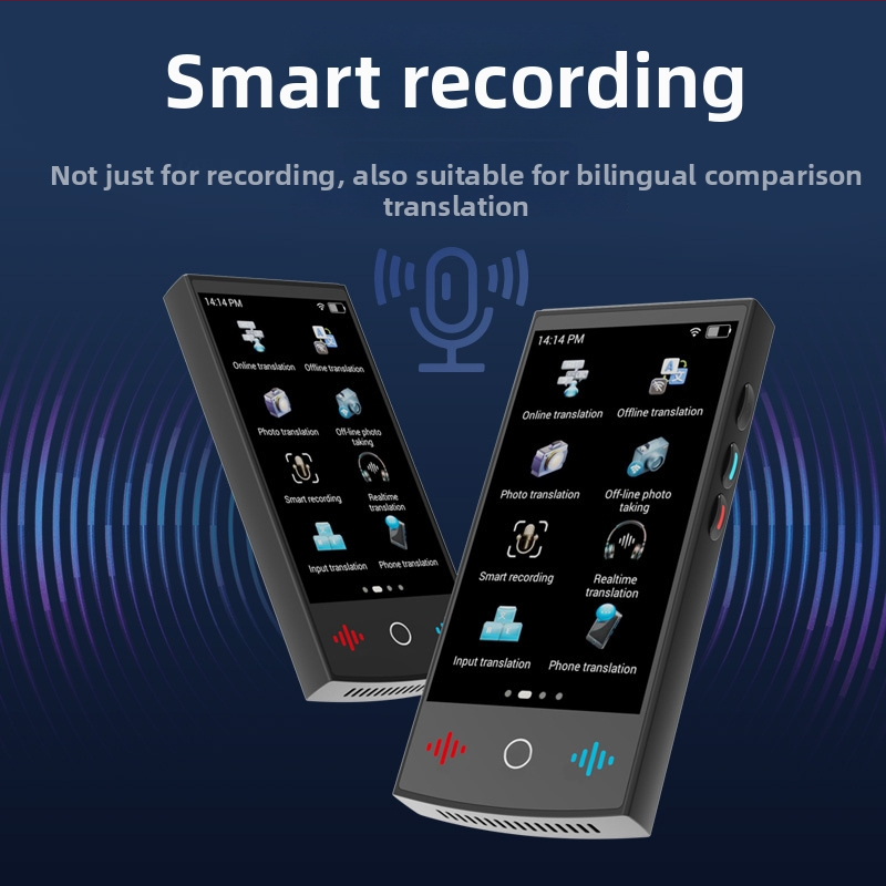 Traducător vocal inteligent cu Android, Bluetooth, rază de 10 m, ecran tactil + butoane — traducere vocală, traducere de fotografii, interpretare simultană, ChatGPT