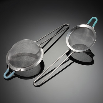 304 rozsdamentes acél kézi liszt szitáló szita, szűrőhálóval, hőálló, egyedi logó nyomtatás elérhető