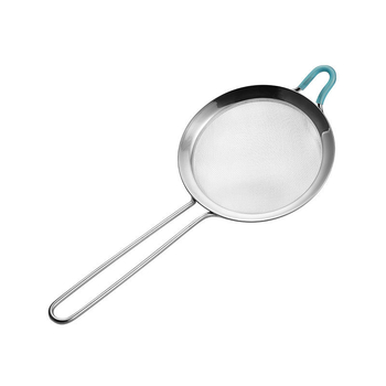 304 rozsdamentes acél kézi liszt szitáló szita, szűrőhálóval, hőálló, egyedi logó nyomtatás elérhető