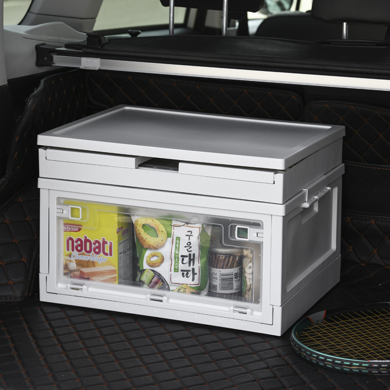 Cutie de depozitare pliabilă, cu capac și roți, stil japonez, plastic PP+POM, închidere cu snap