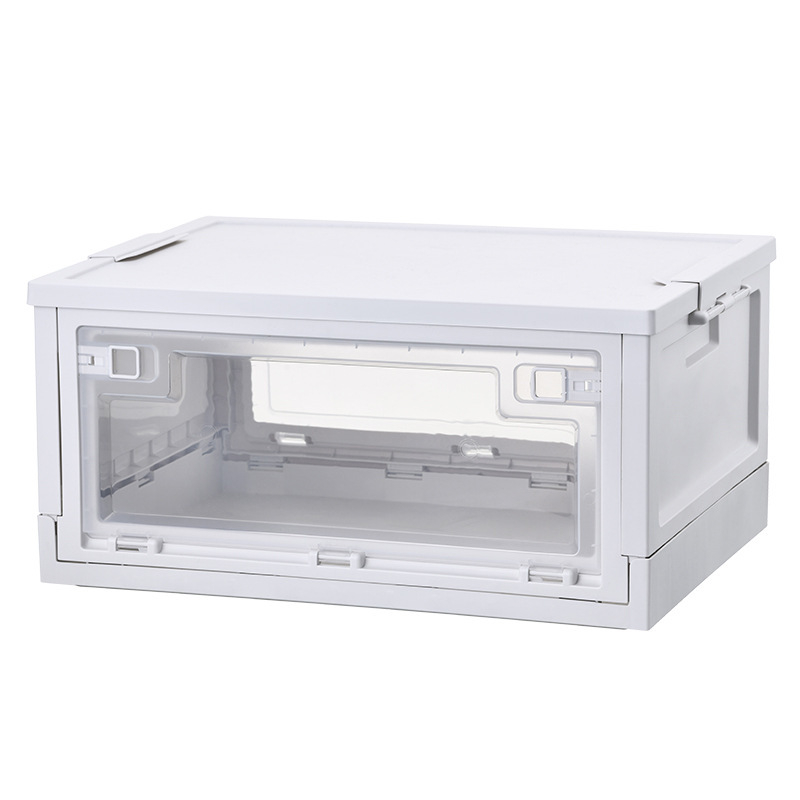 Cutie de depozitare pliabilă, cu capac și roți, stil japonez, plastic PP+POM, închidere cu snap