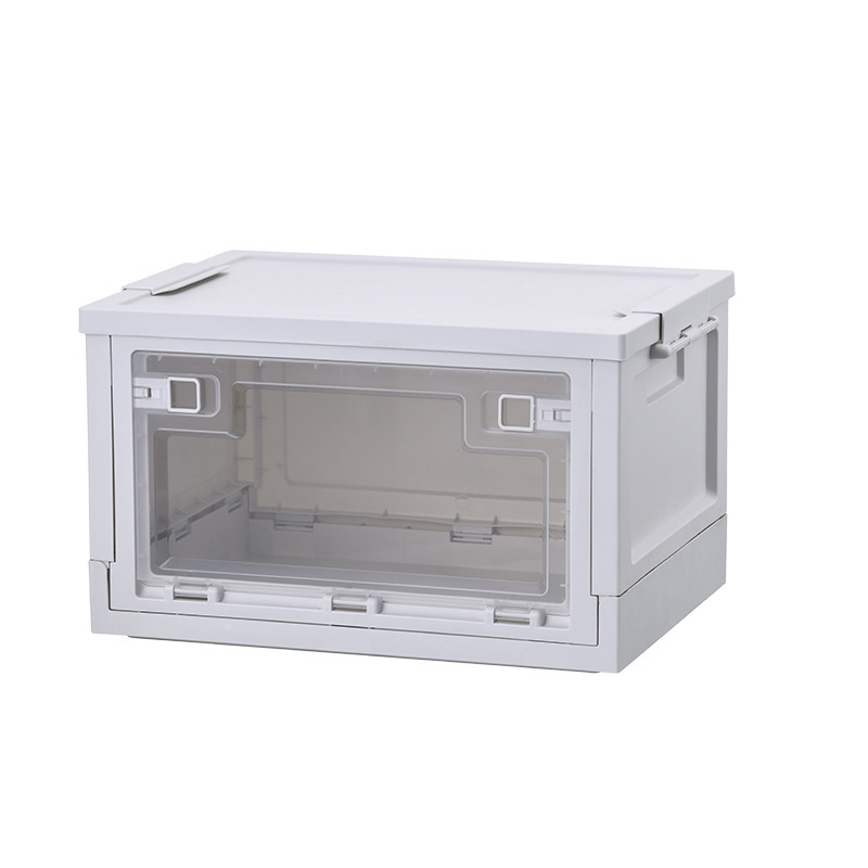 Cutie de depozitare pliabilă, cu capac și roți, stil japonez, plastic PP+POM, închidere cu snap