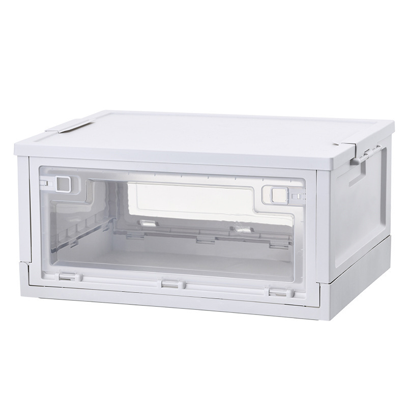 Cutie de depozitare pliabilă, cu capac și roți, stil japonez, plastic PP+POM, închidere cu snap