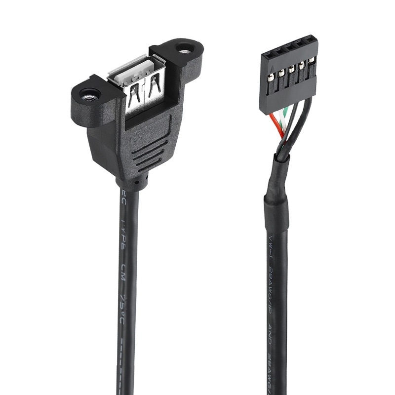 Kabel za proširenje USB prema Dupont 2,54 mm USB ženski priključak za matičnu ploču s 5-pinskim terminalom i vijkom za pričvršćivanje na panel