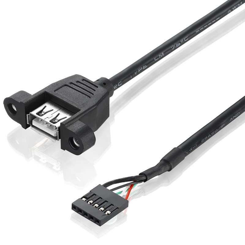 Kabel za proširenje USB prema Dupont 2,54 mm USB ženski priključak za matičnu ploču s 5-pinskim terminalom i vijkom za pričvršćivanje na panel