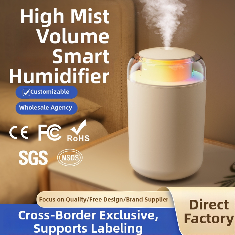 Umidificator casnic, coloană compactă, funcționare silențioasă, alimentare USB, rezervor 1,0–2,5 L, acoperire 41–60 m²