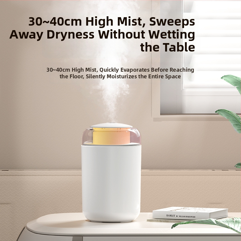 Umidificator casnic, coloană compactă, funcționare silențioasă, alimentare USB, rezervor 1,0–2,5 L, acoperire 41–60 m²
