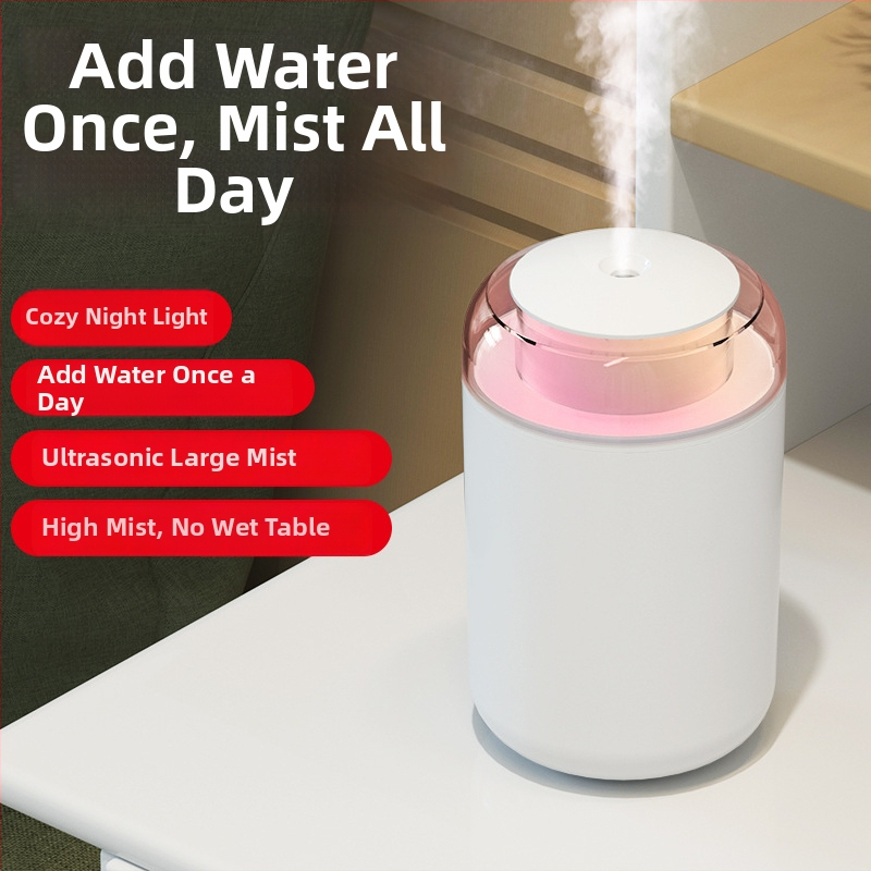 Umidificator casnic, coloană compactă, funcționare silențioasă, alimentare USB, rezervor 1,0–2,5 L, acoperire 41–60 m²
