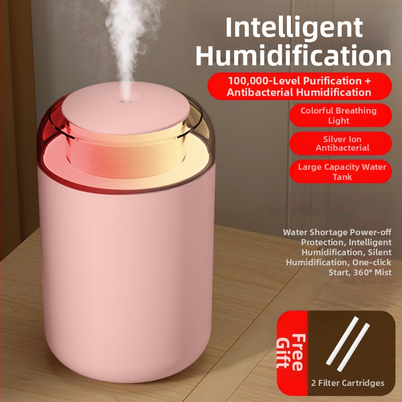 Umidificator casnic, coloană compactă, funcționare silențioasă, alimentare USB, rezervor 1,0–2,5 L, acoperire 41–60 m²