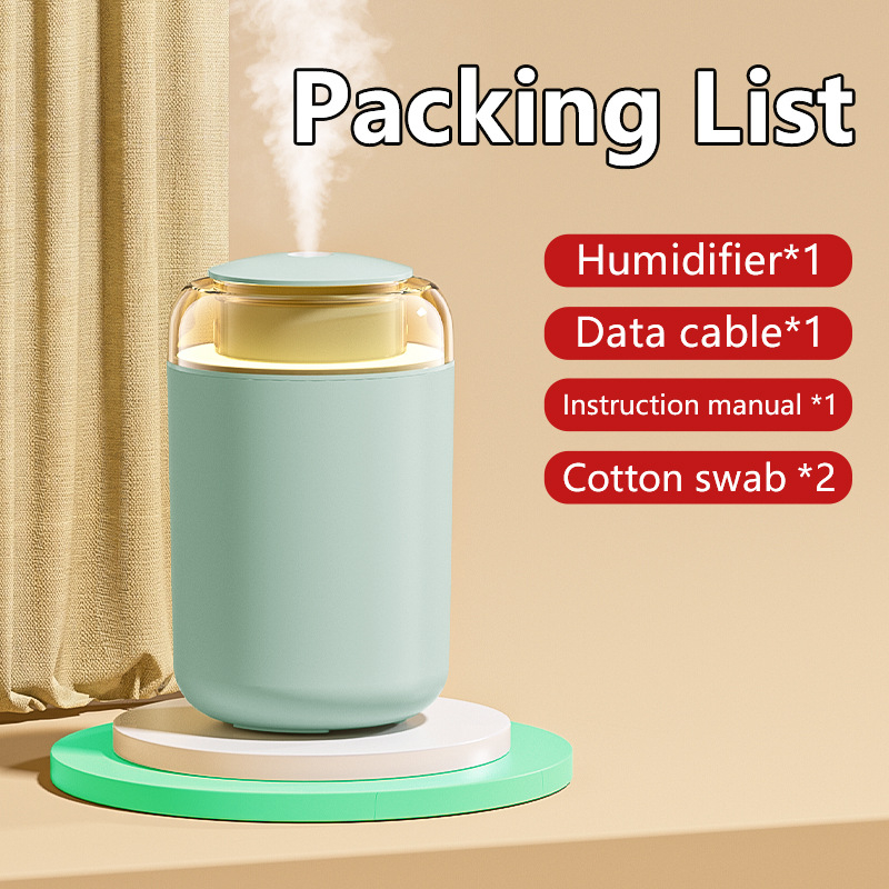 Umidificator casnic, coloană compactă, funcționare silențioasă, alimentare USB, rezervor 1,0–2,5 L, acoperire 41–60 m²