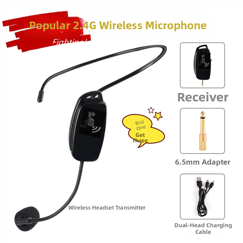Microfon headset pentru predare, model W-01, cu receptor și adaptor, interval de frecvență 100 Hz–20 kHz, SNR ≥75 dB, baterie încorporată, autonomie peste 12 ore