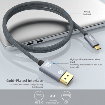 Cablu adaptor Type-C spre DP 1.4, transmisie stabilă 8K60Hz, conductor din cupru, lungime 2 m, cip inteligent