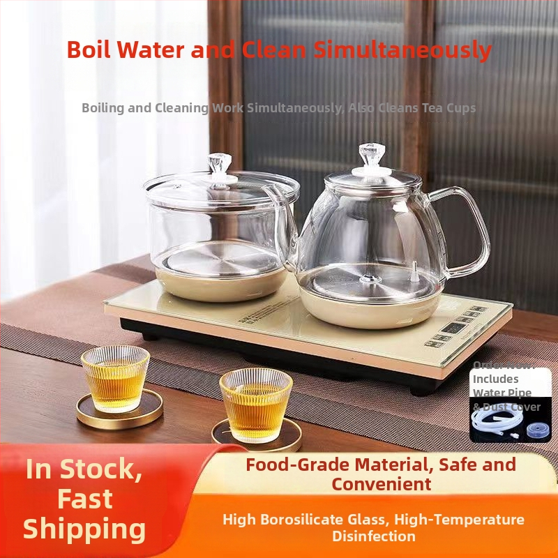 Fierbător electric din sticlă borosilikat, 2 L, 1300 W, încălzire pe bază, întrerupere automată