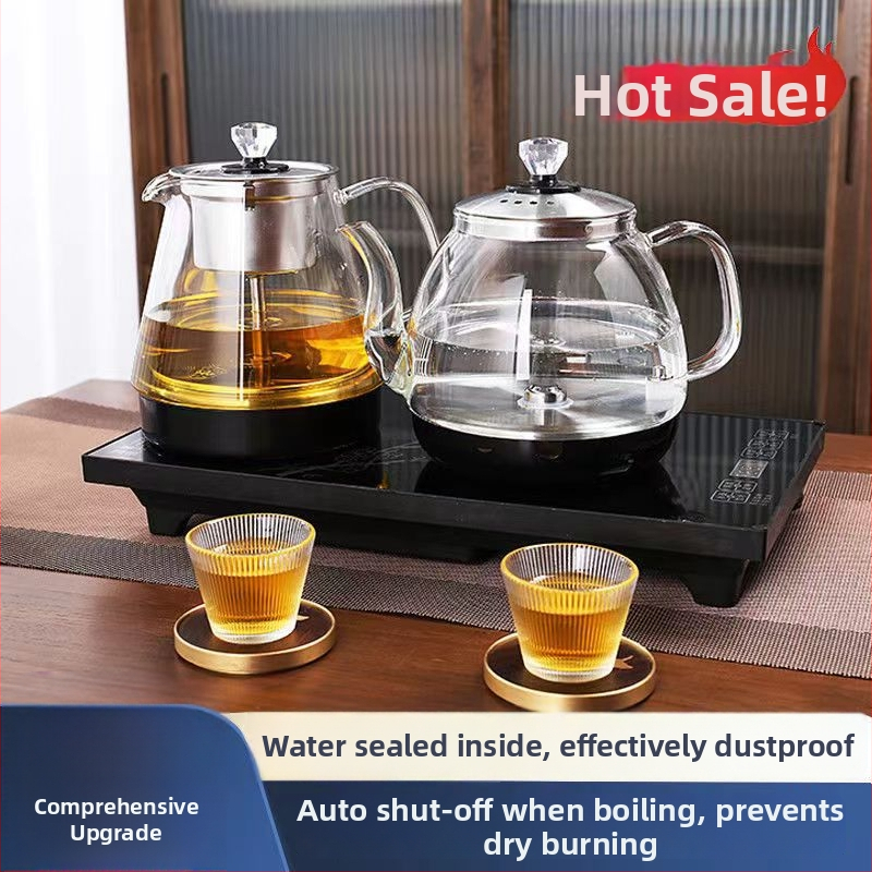 Fierbător electric din sticlă borosilikat, 2 L, 1300 W, încălzire pe bază, întrerupere automată