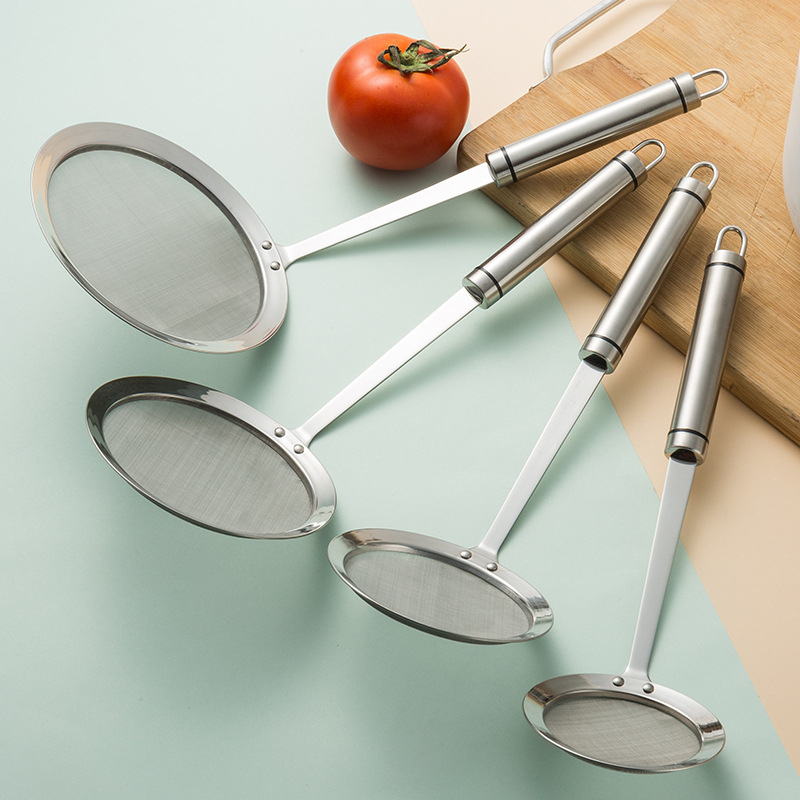 Filtru din oțel inoxidabil 304, plasă ultrafină, bază plată, mâner dublu, protecție împotriva arderilor (304; plasă ultrafină; bază plată; mâner dublu; protecție împotriva arderilor)