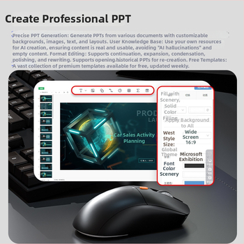 Mouse wireless AI, cu trei moduri, 4000 DPI, 6 butoane, Bluetooth + 2.4G