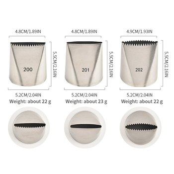 Slastičarska cijev za ukrašavanje s jednim nazubljenim zubom, 304 nehrđajući čelik, alat za pečenje