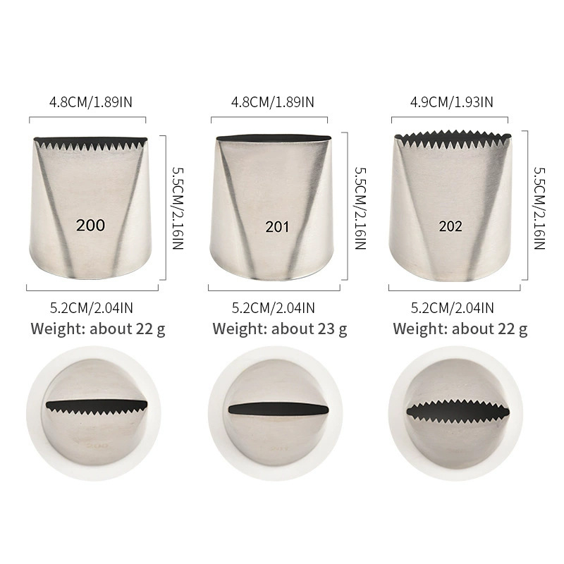 Slastičarska cijev za ukrašavanje s jednim nazubljenim zubom, 304 nehrđajući čelik, alat za pečenje