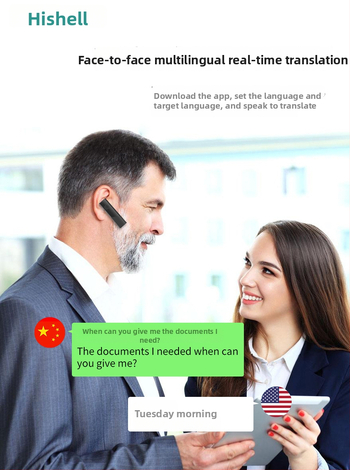 Sea Shell HT20 headset de traducere Bluetooth, fără fir, mini stereo, cu suport pentru aplicația Android, rază de 10 m, traducere și apeluri