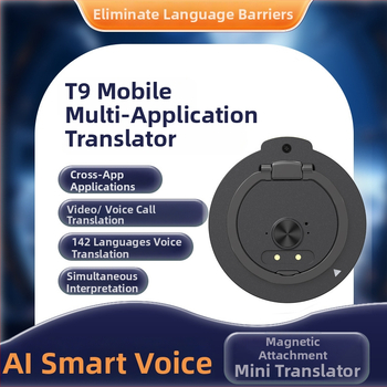 Dispozitiv de traducere vocală și video între aplicații cu suport magnetic - Model Q9, compatibil Android/iOS, Bluetooth, rază de 10 m