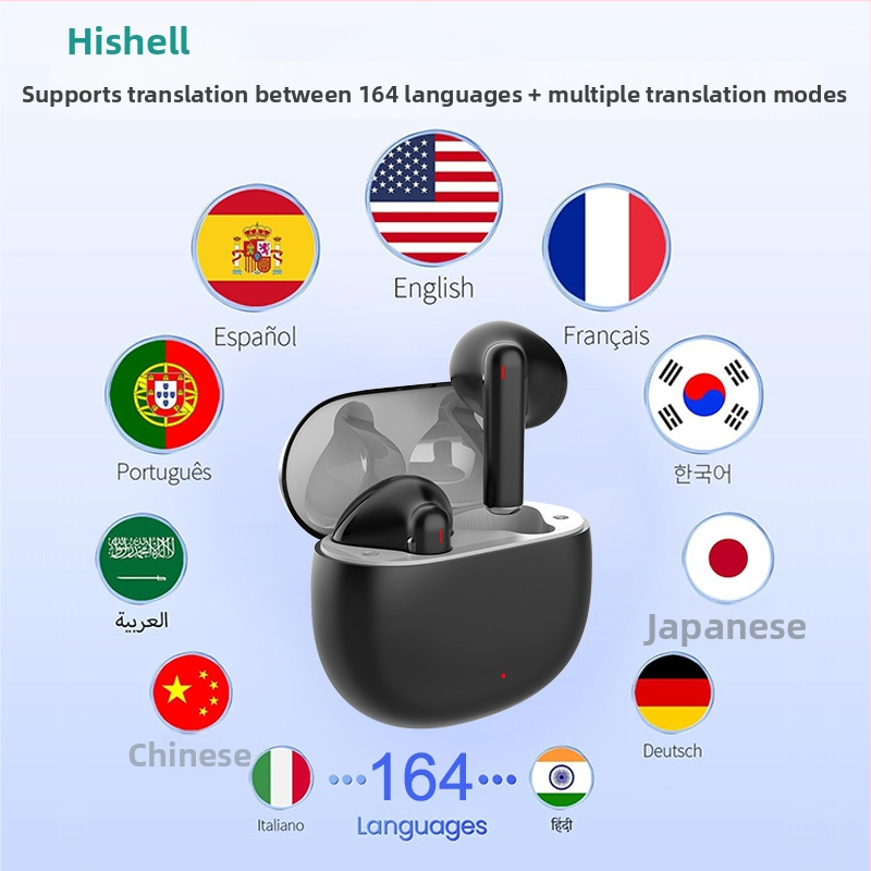 Căști de traducere Max80 pentru limba italiană — Bluetooth, rază de 10 m, control tactil, PC+ABS, traducere audio și video, traducere vocală mutuală, traducere foto, înregistrare întâlniri