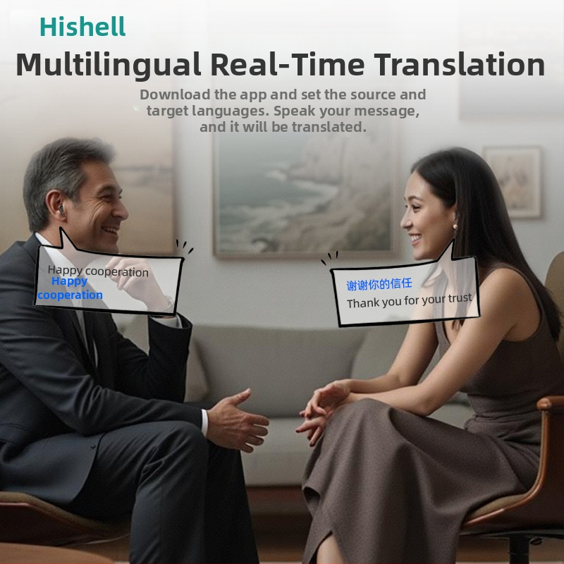 Căști de traducere Max80 pentru limba italiană — Bluetooth, rază de 10 m, control tactil, PC+ABS, traducere audio și video, traducere vocală mutuală, traducere foto, înregistrare întâlniri