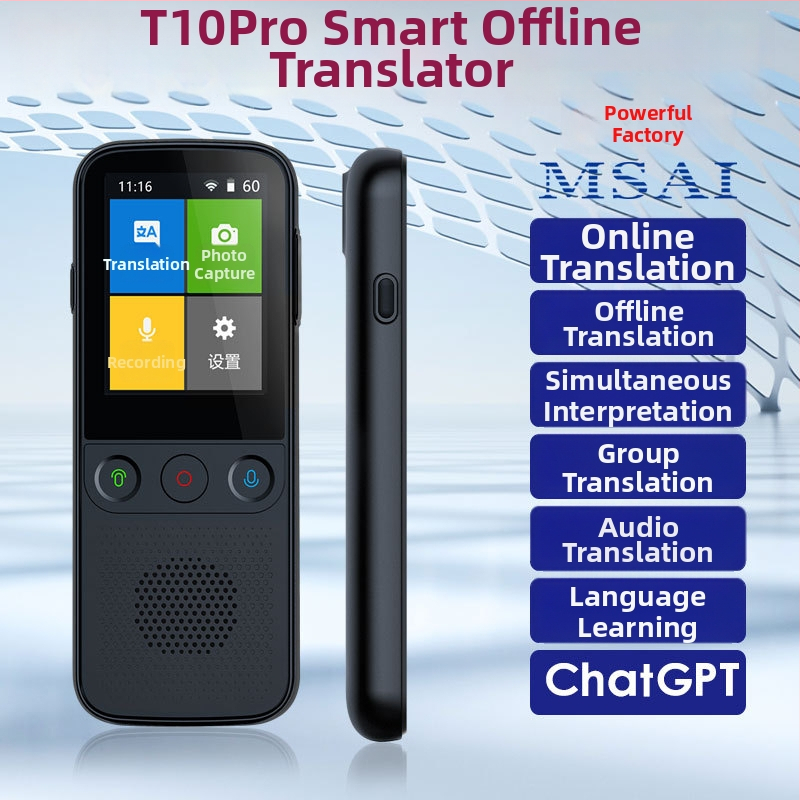 Translator offline T10pro – Android, Bluetooth, rază de 10 m, butoane fizice + ecran tactil