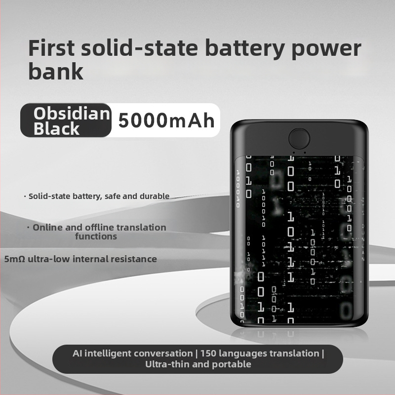 Power banka s polotuhou batériou a AI prekladačom, 5000mAh, PD 3.0, rýchle nabíjanie 20W, Model C3