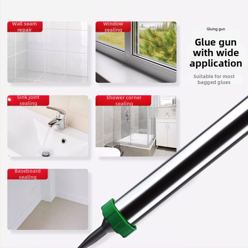 Pistol de lipit universal, cu dublă funcție, mecanism rotativ și oprire automată a lipei, corp din oțel inoxidabil, pentru lipiri de sticlă și adezivi structurali