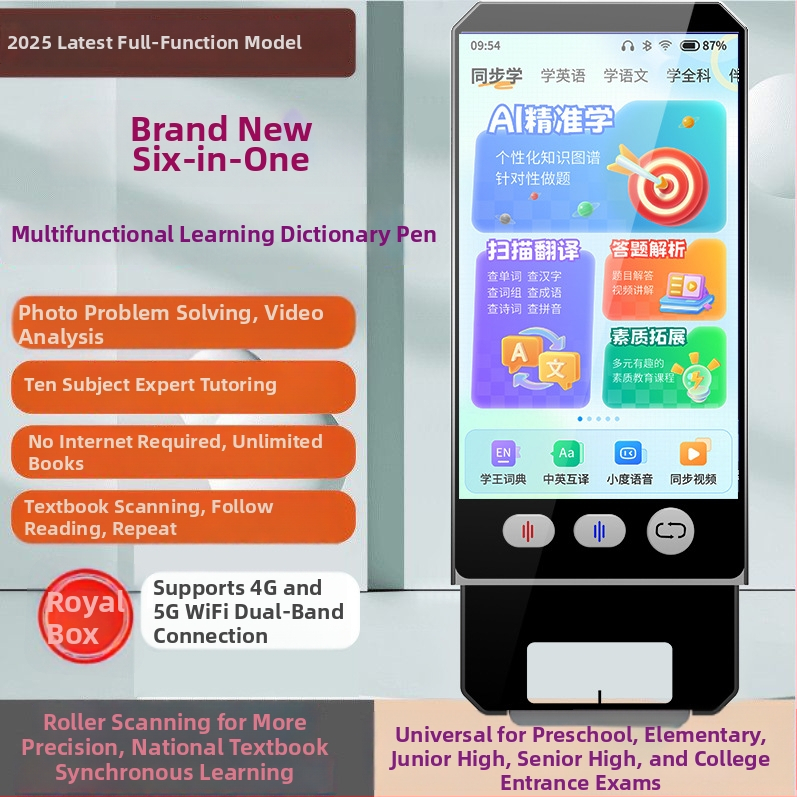 Pix de citire cu AI pentru învățare vocală — S700, carcasă ABS, baterie Li-ion reîncărcabilă, 263 g, dispozitiv de învățare 6 în 1 pentru toate materiile