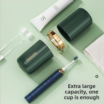 Heyou Set putničkih čašica za ispiranje usta i čašica za četkicu – PP, prijenosno, s otiskom logotipa, dar