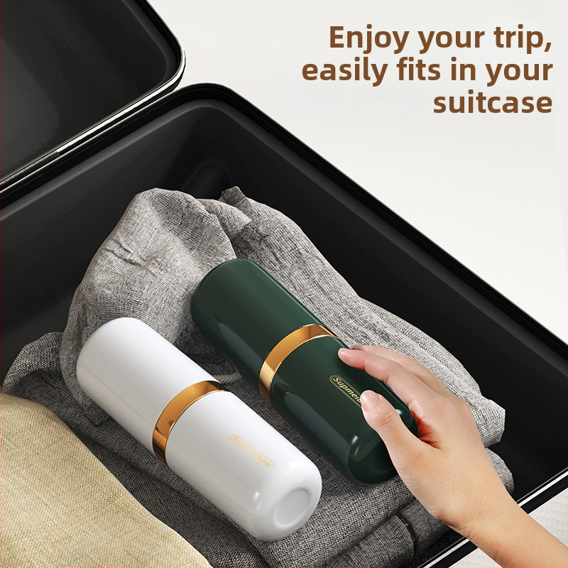 Heyou Set putničkih čašica za ispiranje usta i čašica za četkicu – PP, prijenosno, s otiskom logotipa, dar