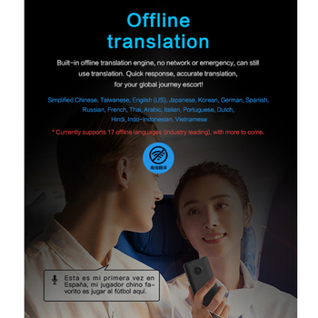 Traducător vocal AI cu traducere simultană multilingvă și traducere offline a fotografiilor — dispozitiv compact, cameră 5 MP, Type-C, 5V 2A, 125 g, ABS