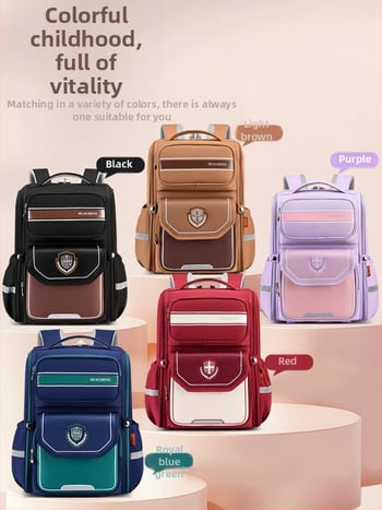 Rucsac pentru elevi, stil britanic, clasele 1-6, reducere de greutate, protecție a coloanei, pliabil, bretele cu pernă de aer, material Oxford