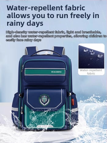 Rucsac pentru elevi, stil britanic, clasele 1-6, reducere de greutate, protecție a coloanei, pliabil, bretele cu pernă de aer, material Oxford