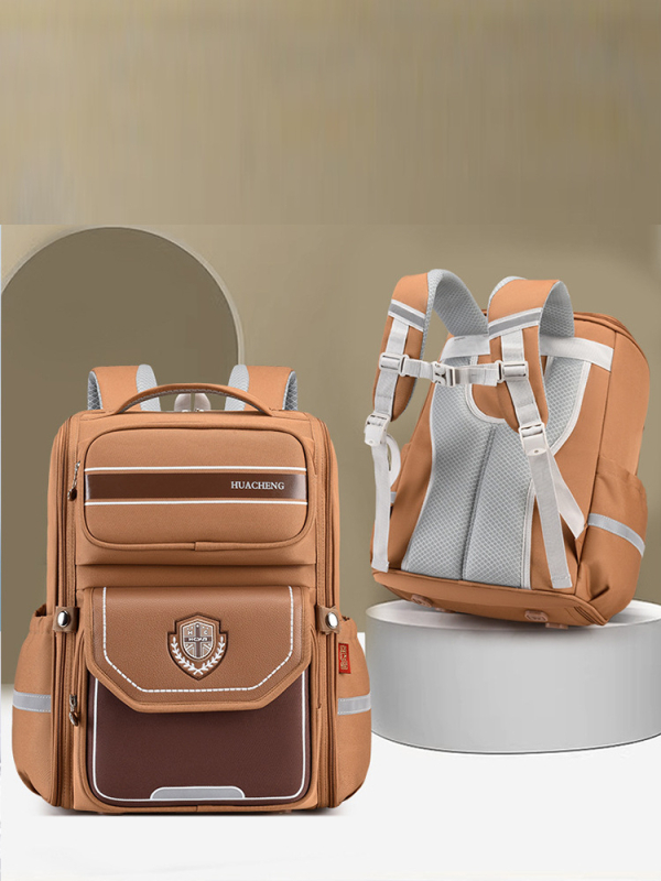 Rucsac pentru elevi, stil britanic, clasele 1-6, reducere de greutate, protecție a coloanei, pliabil, bretele cu pernă de aer, material Oxford